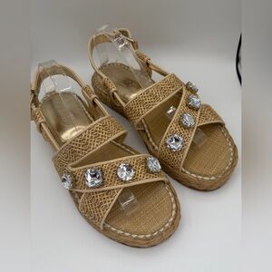 Circus by Sam Edelman Women's Beige Woven Gemstone Platform Sandals - size 9.5